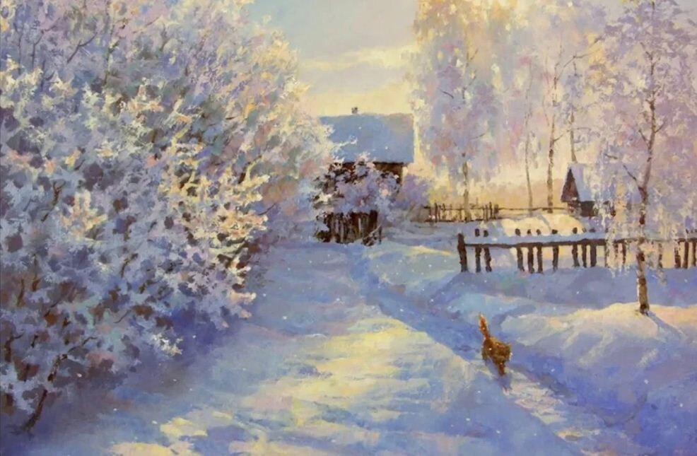 Лёвин Дмитрий Ильич (Род. 1955). Зимняя деревня.