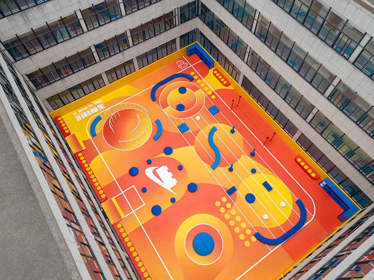 Nike и Lego превратили школьный двор в Шанхае в конструктор для игр