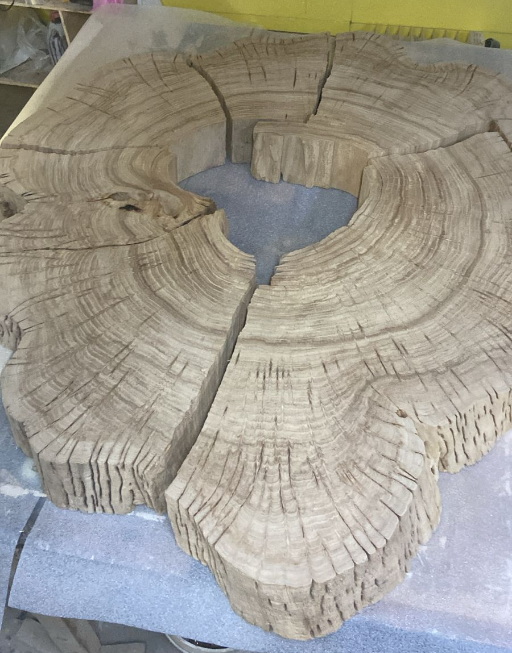 Спил карагача после чистки и калибровки