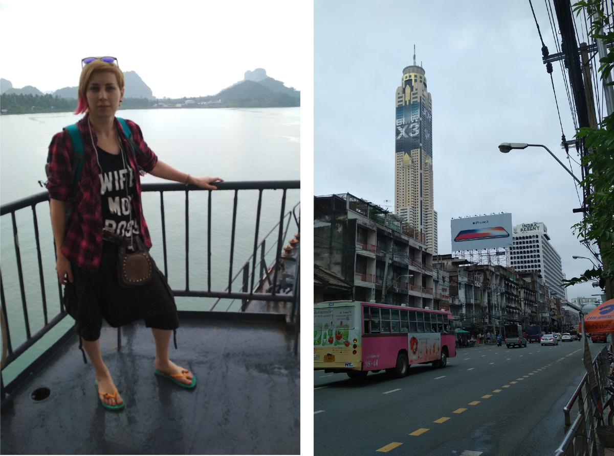 Бангкок, Тайланд, январь, 2018. Маршрут: Бангкок - пирс Донсак - остров Самуи - остров Ко Панган - снова Самуи - Бангкок.  P.S.:  у меня на футболке написано: жена, мама, босс - кратко, по делу и в самую точку.