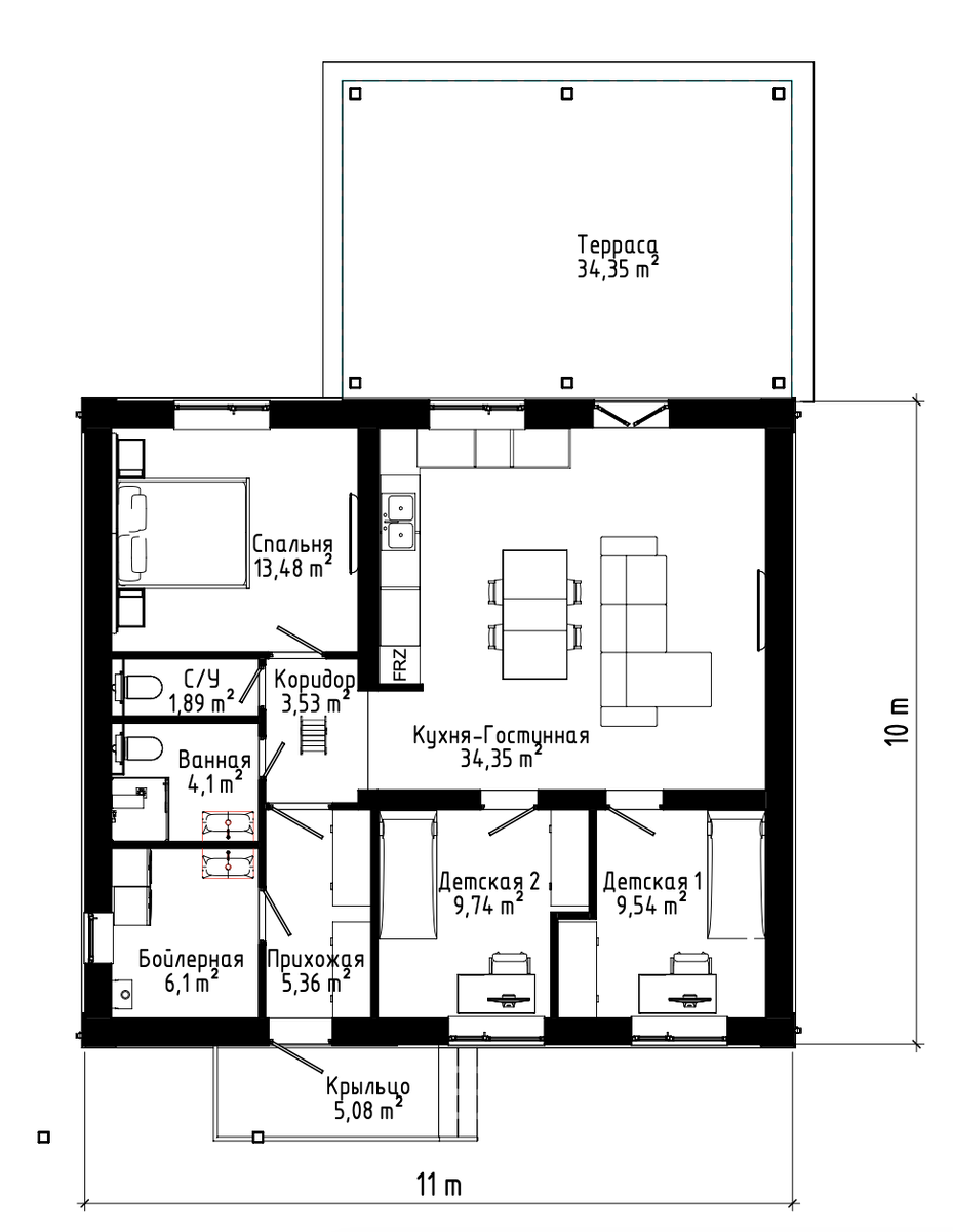 Планировка дома 88-127 в коттеджном посёлке "Победа" в Сургуте