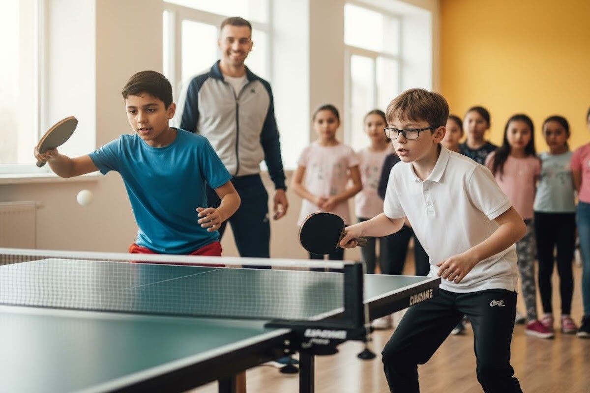 Настольный теннис подойдет детям с разным темпераментом — здесь важны реакция, концентрация и умение играть в паре. Источник: нейросеть📷
