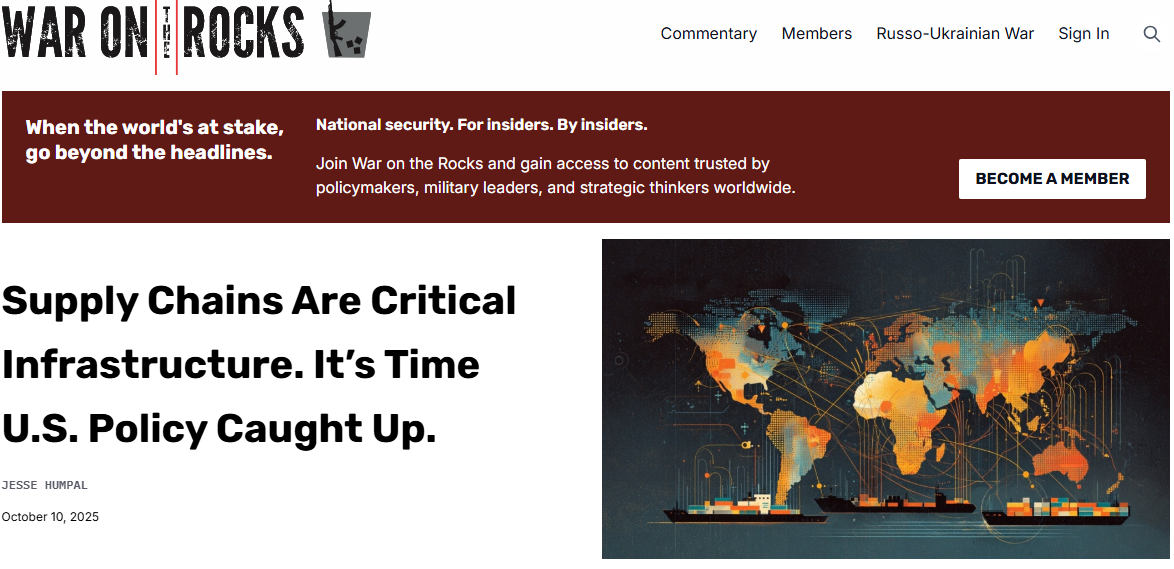 Цепочки поставок — критически важная инфраструктура. Пора пересмотреть политику США