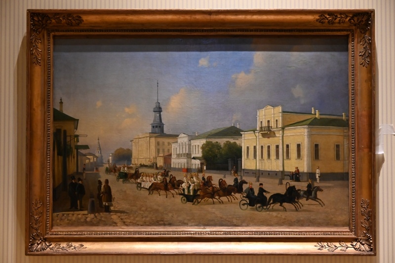 Московская пожарная команда на Пречистенке. Неизвестный художник. 1850-e гг.