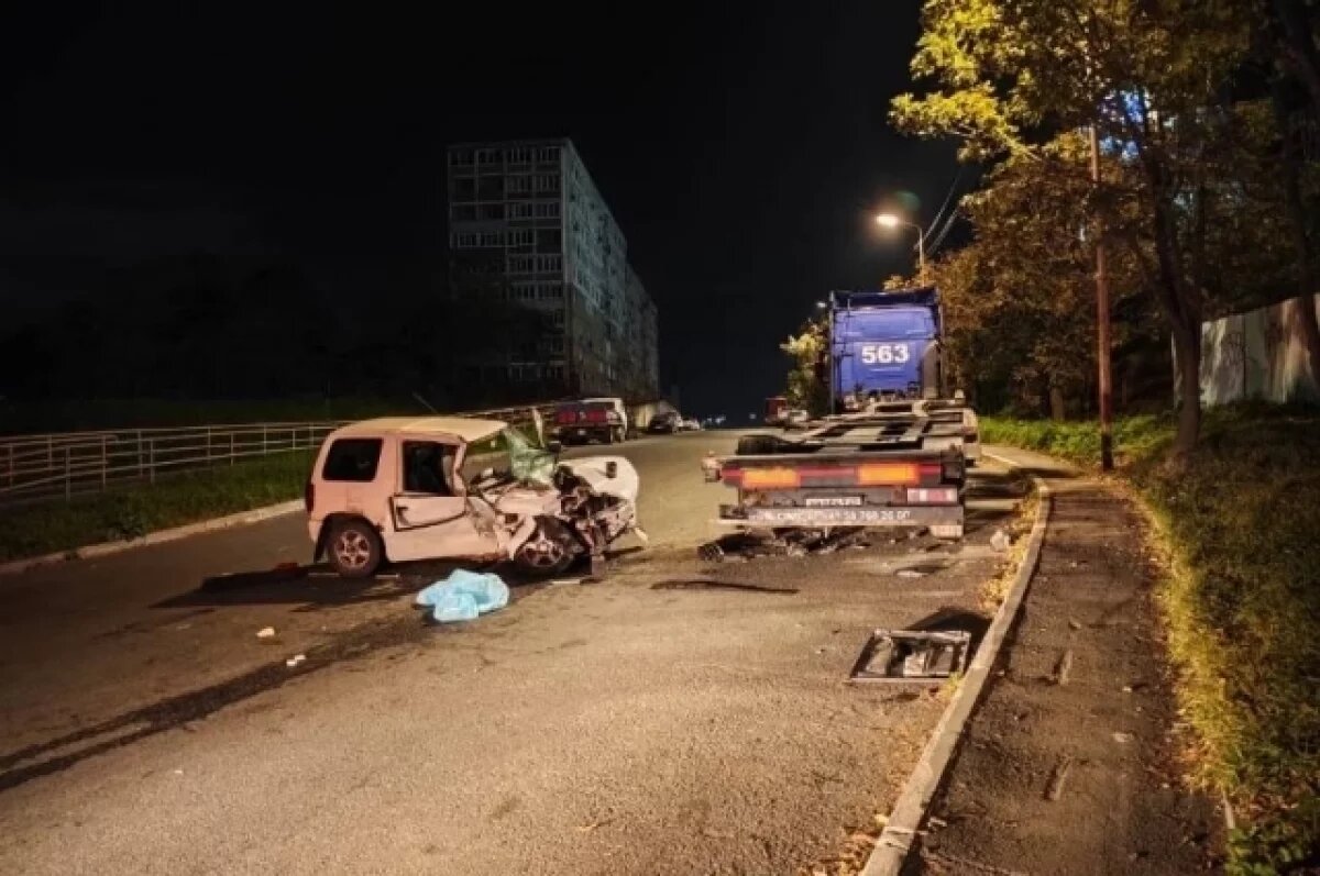    Врезался в стоящий большегруз: во Владивостоке погиб водитель Pajero Mini