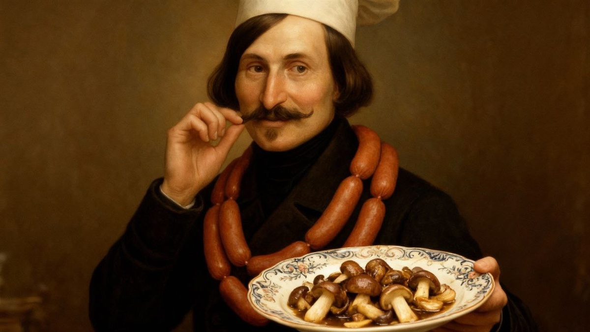 Когда вдохновение не приходит, всегда можно покрутить ус и повесить на шею сосиски. Вдруг поможет