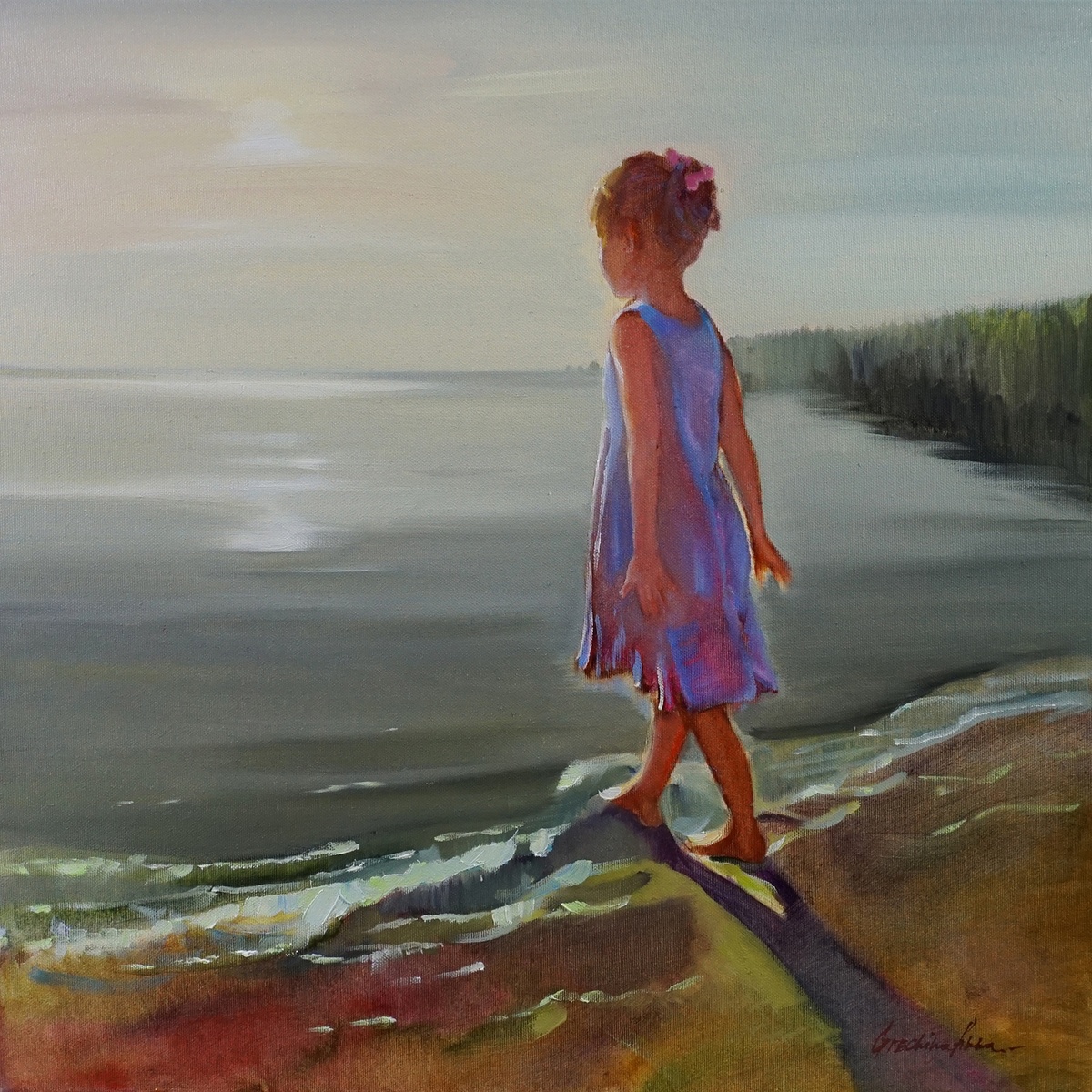 Девочка и озеро. Художник Анна Гречина.