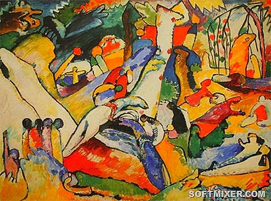 Эскиз к «Композиции № 2». Художник Василий Кандинский. 1910 г. Сама картина сожжена нацистами в Париже в 1942 г.