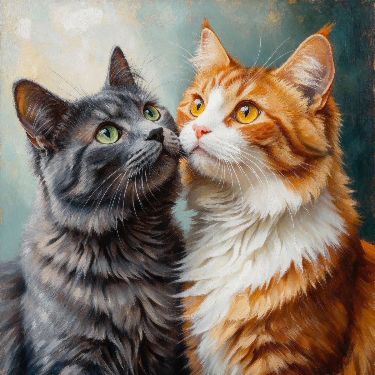 Две кошки - картина Ивана Новоселова
