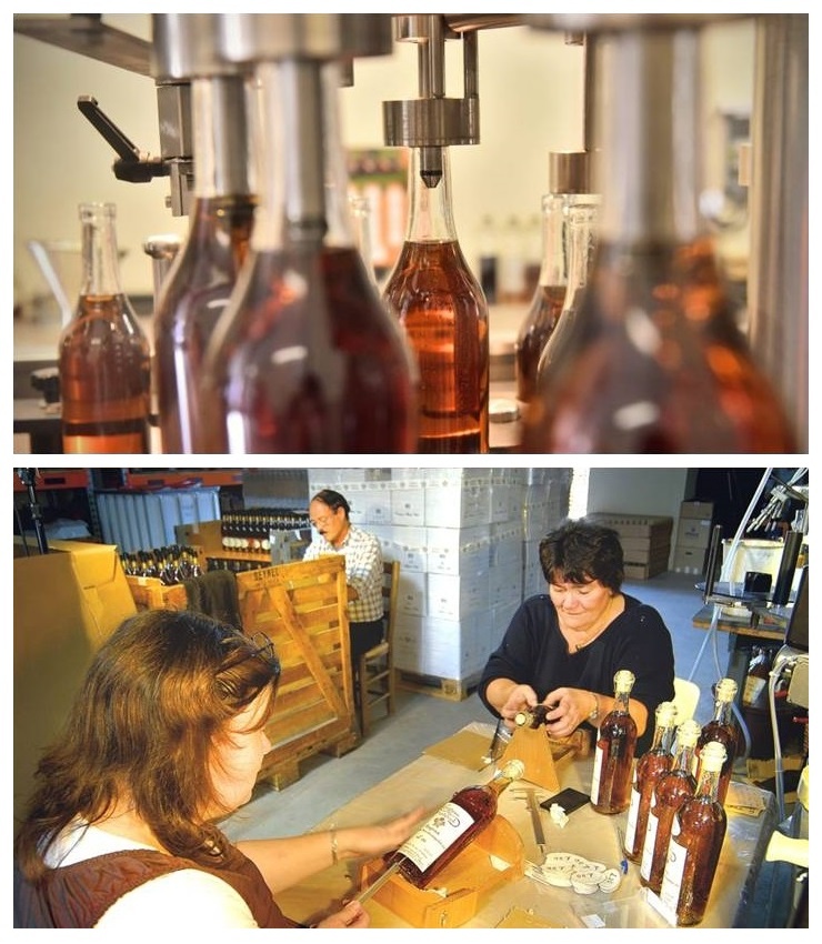 На территории поместья есть своя линия розлива. Этикетки они клеят вручную