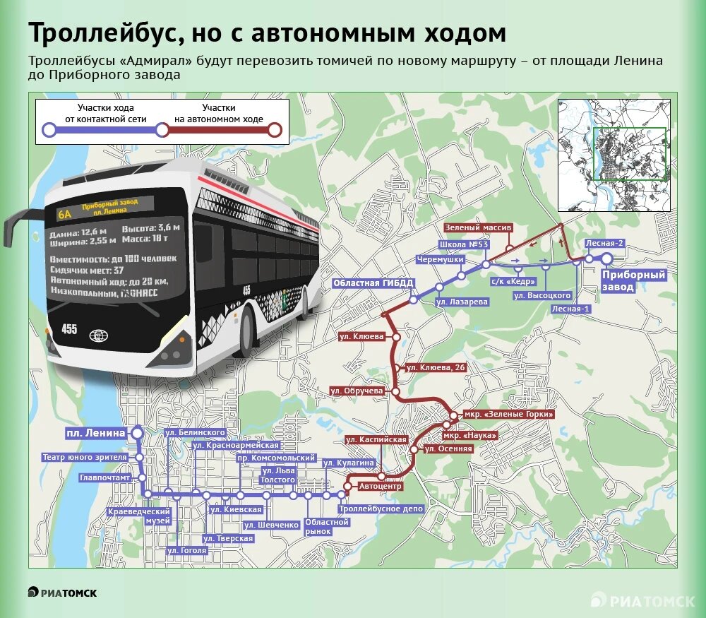    Троллейбус "Адмирал". Параметры, © РИА Томск. Василий Гумилевский