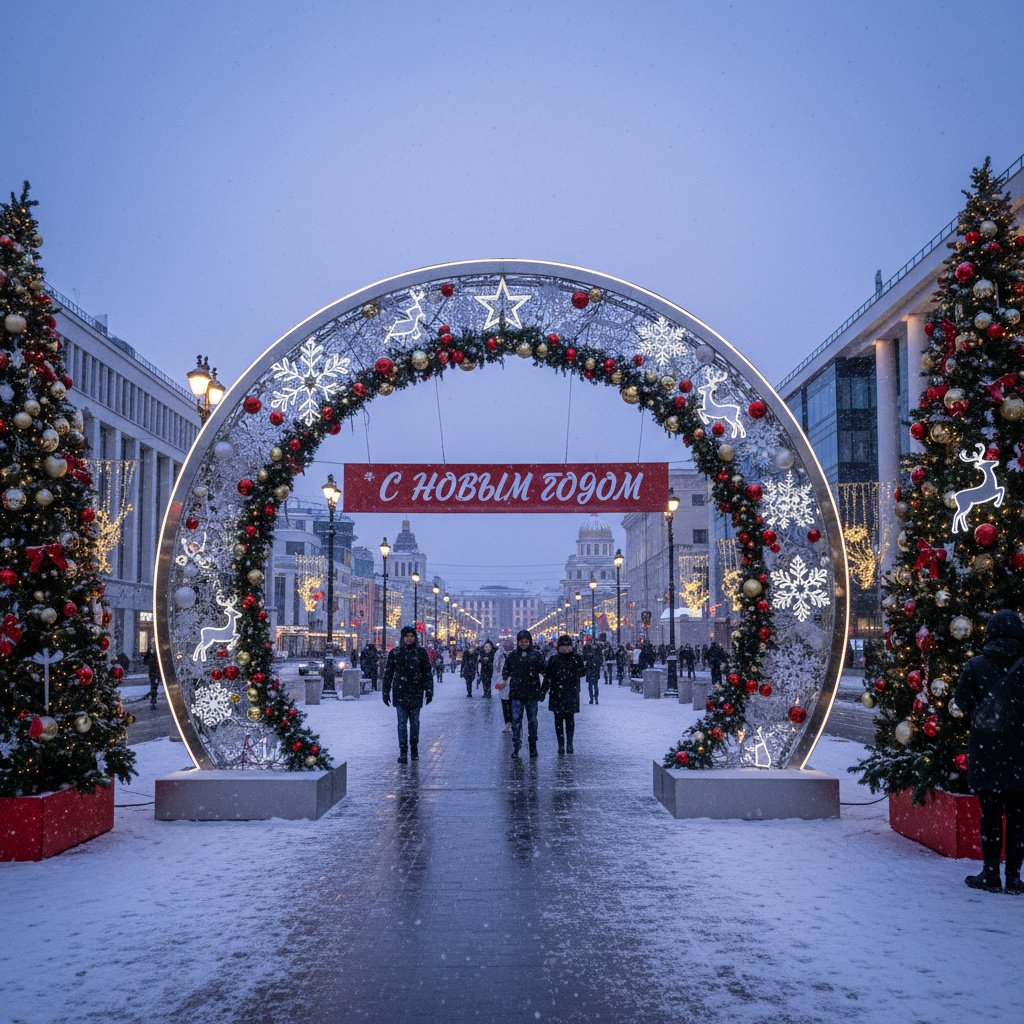 Новогодняя арка на улице в Москве