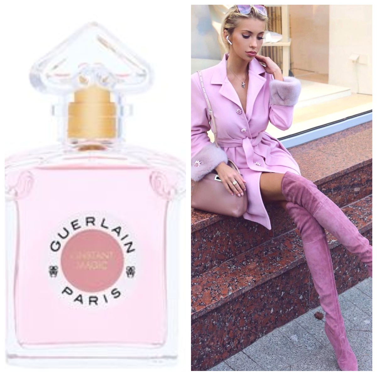 Верхняя нота: Бергамот; средние ноты: Белый мускус и Роза; базовые ноты: Дерево миндаля, Бобы тонка, Сандал и 