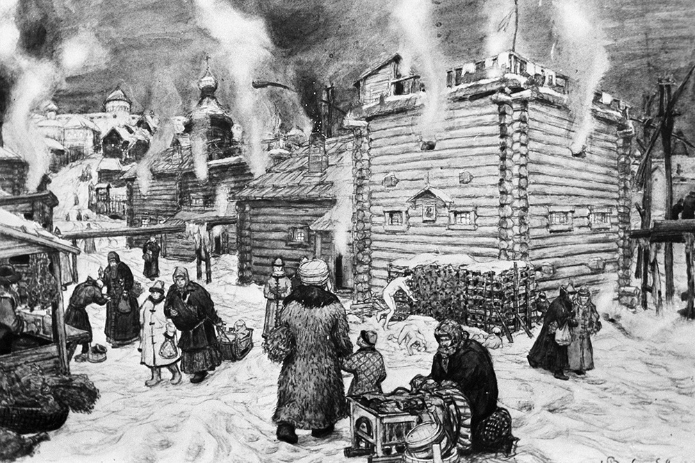    Репродукция акварели Аполлинария Васнецова "Общественные бани". / Фото: РИА Новости