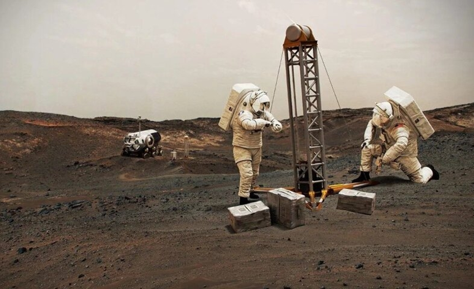 Астронавты работают на Марсе. Визуализация NASA