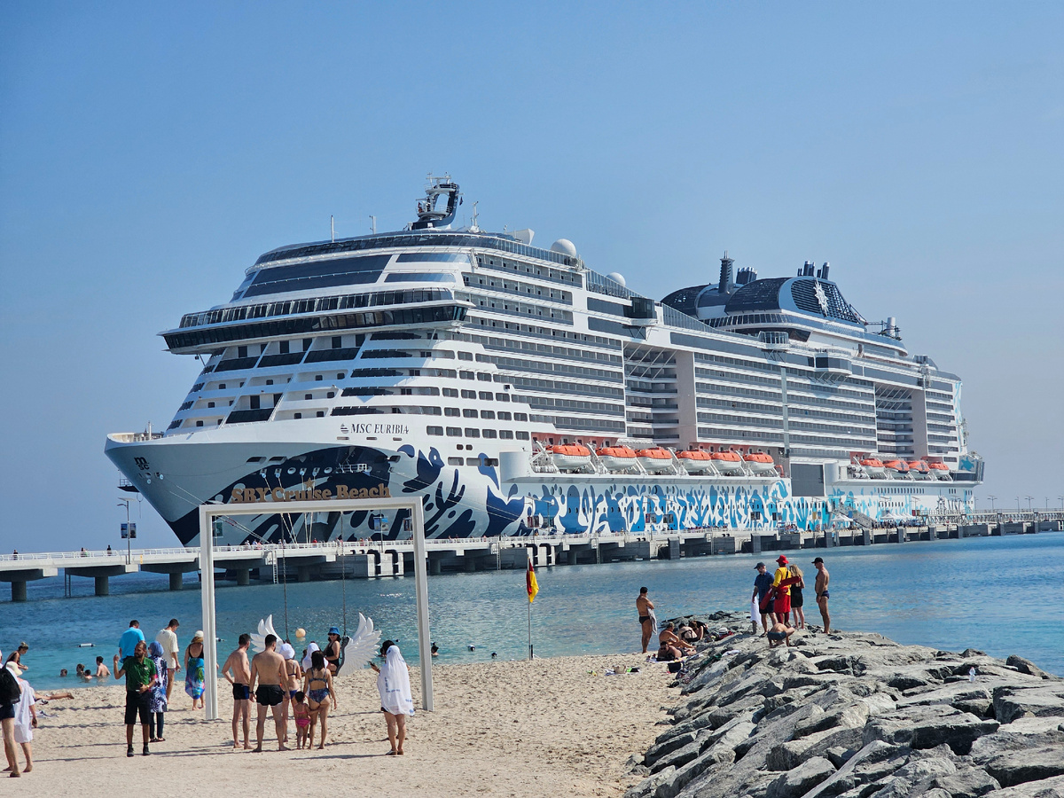 MSC EURIBIA (вид с пляжа о. Сир-Бани-Яс)