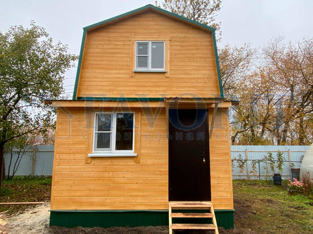 Каркасный дачный дом 4х4 с мансардой 4х4 и верандой 1,5х4 построен компанией «Фаворит» в Балахне, СНТ-2, участок №56