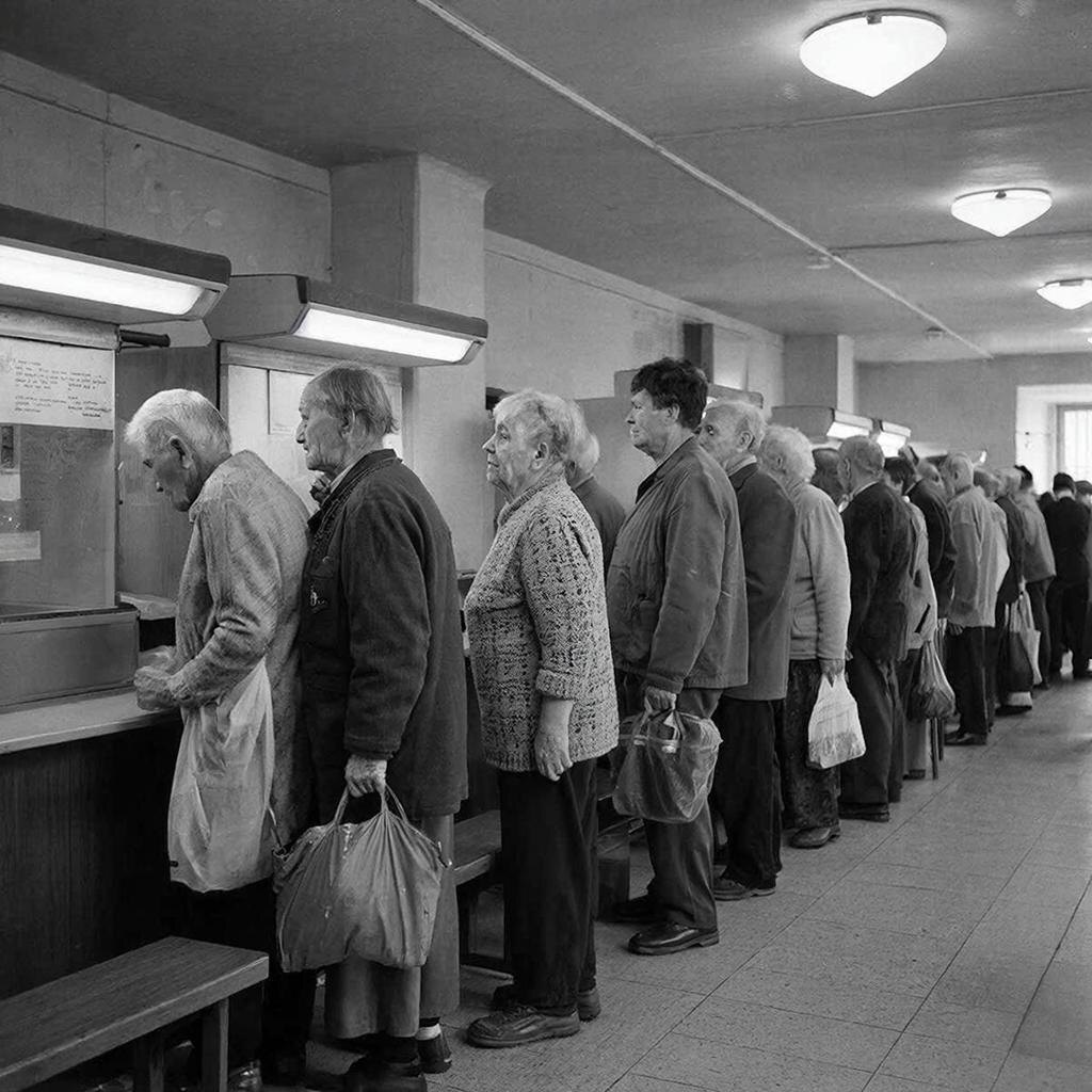 За пенсией. Изображение сгенерировано сервисом GigaChat 