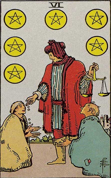 таро райдера уэйта, 6 пентаклей