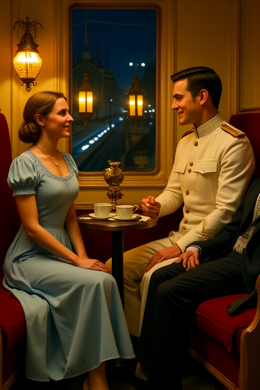 Дама в поезде, которая ехала со своим мужем и вдруг разговорилась с молодым офицером - совершенно случайно, просто так.