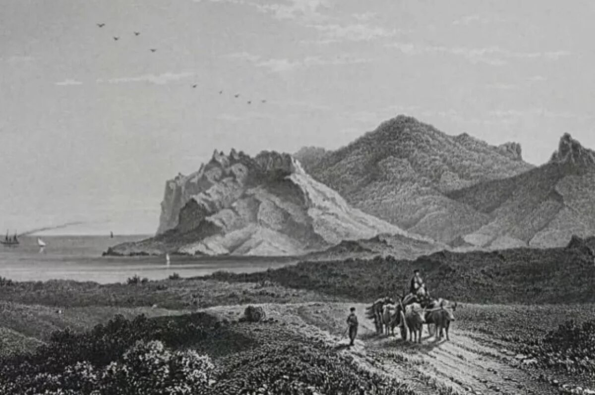    Местность близ Коктебеля. Фото: «Альбом всех лучших и достопримечательнейших видов южного берега Крыма. Эмиль Берндт, 1868».