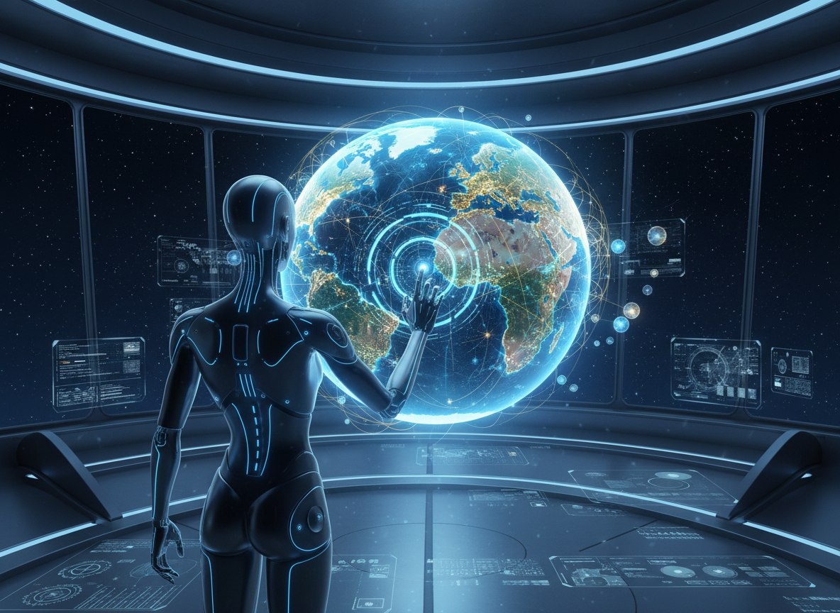 ИИ управляет сетью автономных узлов на планете, поддерживая баланс даже при локальных сбоях связи.