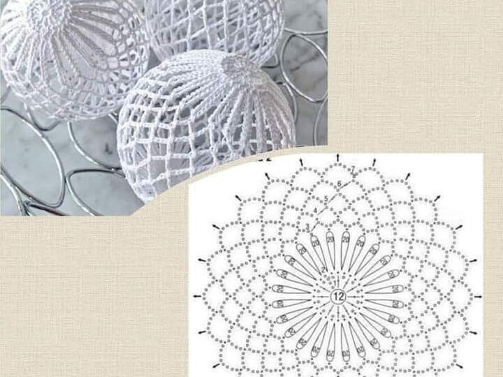 Кружевные шары😍 елочные украшения крючком со схемами