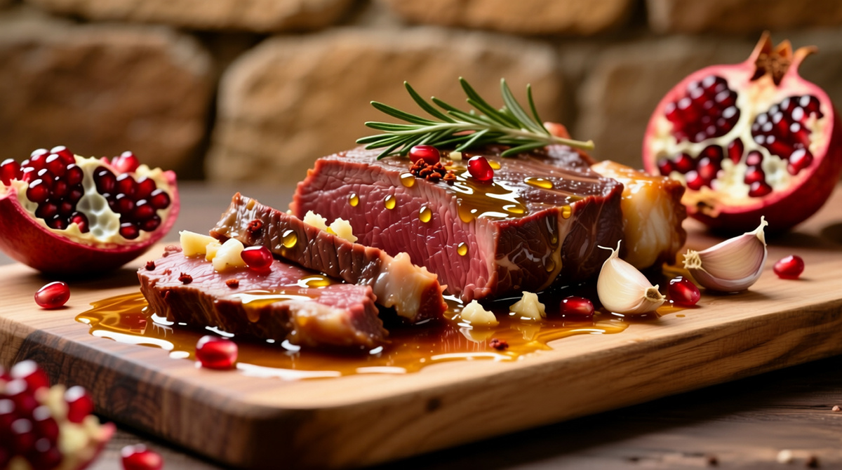 Мясо с гранатово-чесночным маринадом