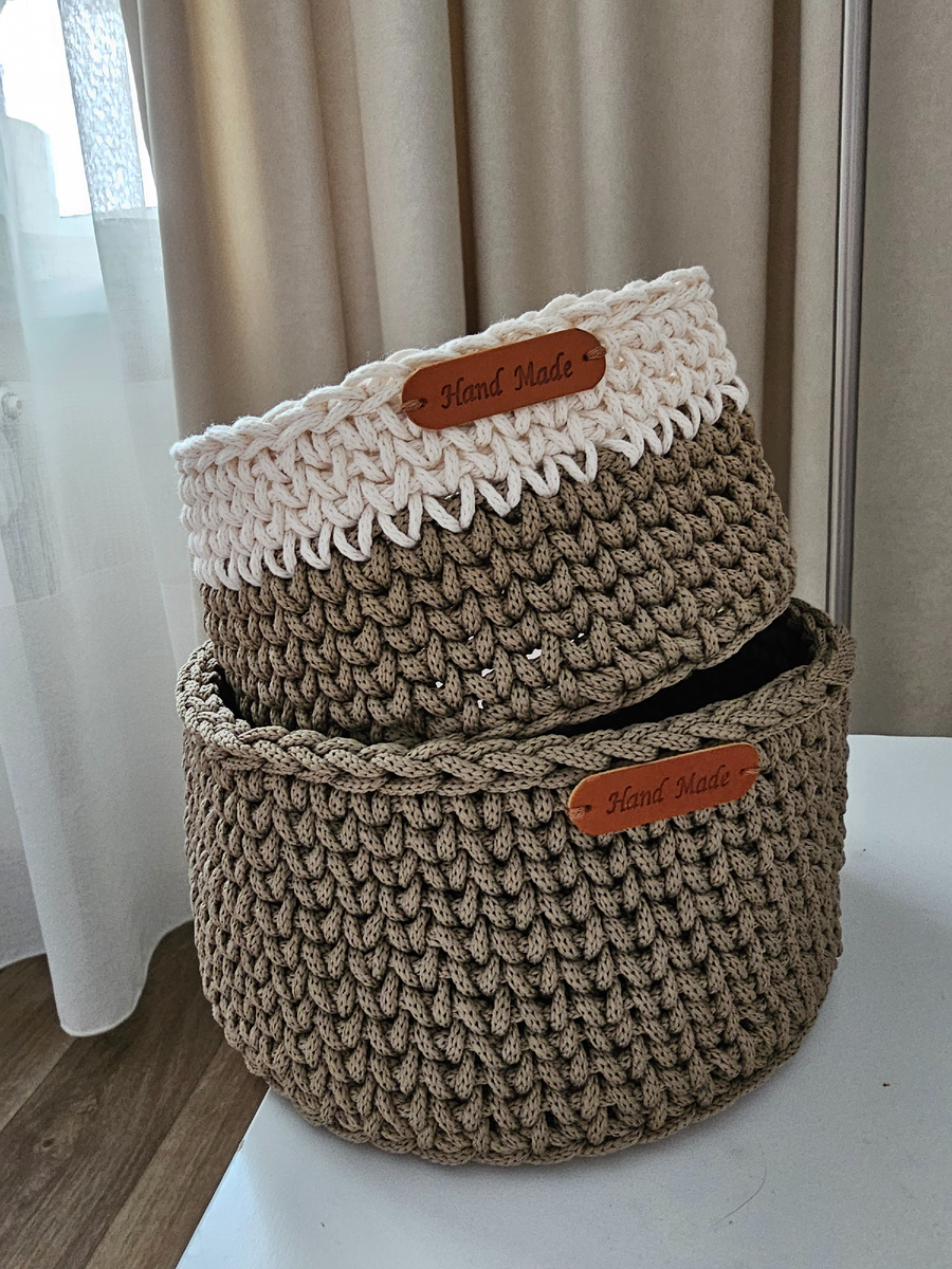 Набор вязаных  корзин из полиэфирного шнура. Под заказ. 1200 р.