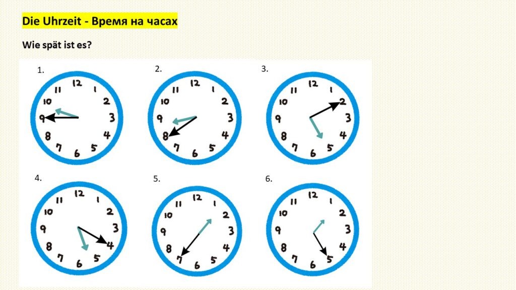 Время и часы на немецком