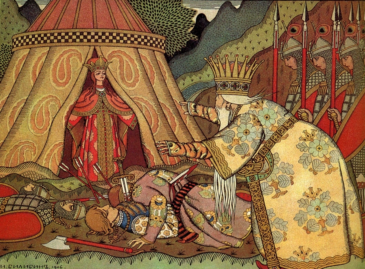    Иван Билибин. Царь Дадон перед Шамаханской царицей