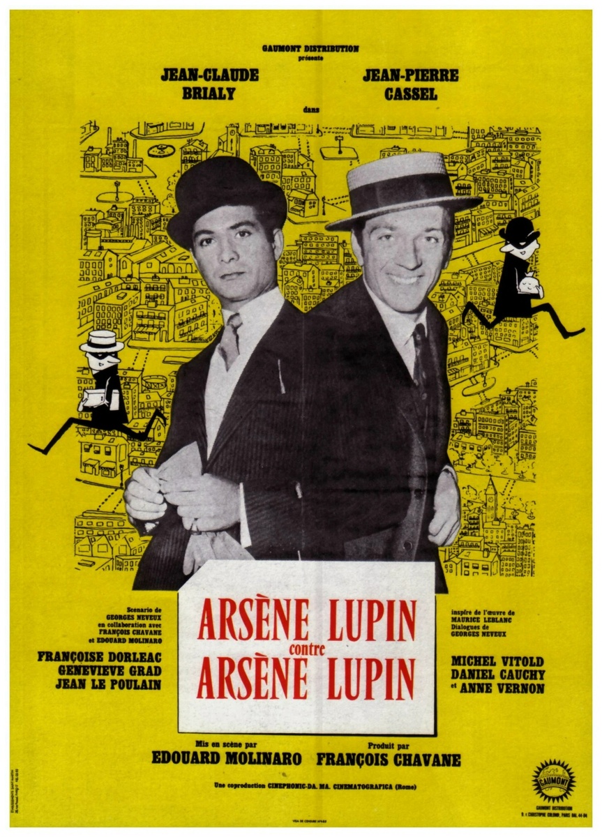 Постер фильма “Арсен Люпен против Арсена Люпена” (1962). Пример кино об одноимённом персонаже.
