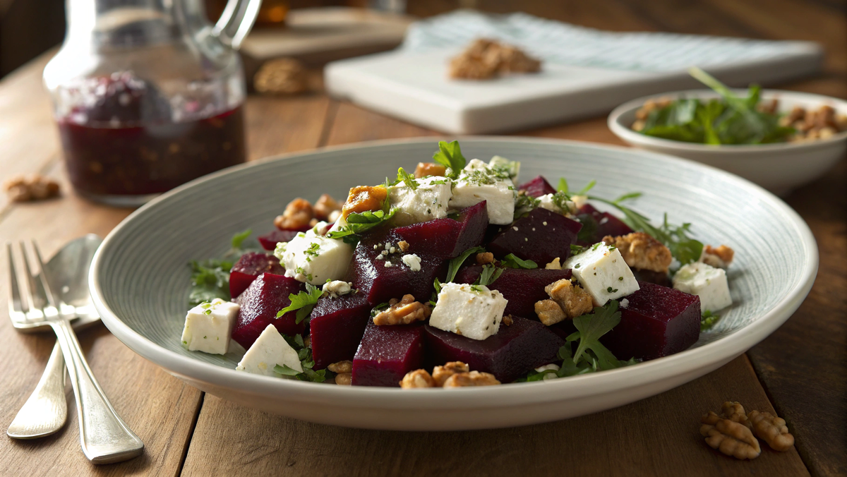 Фото: Свёкла с фетой и грецкими орехами