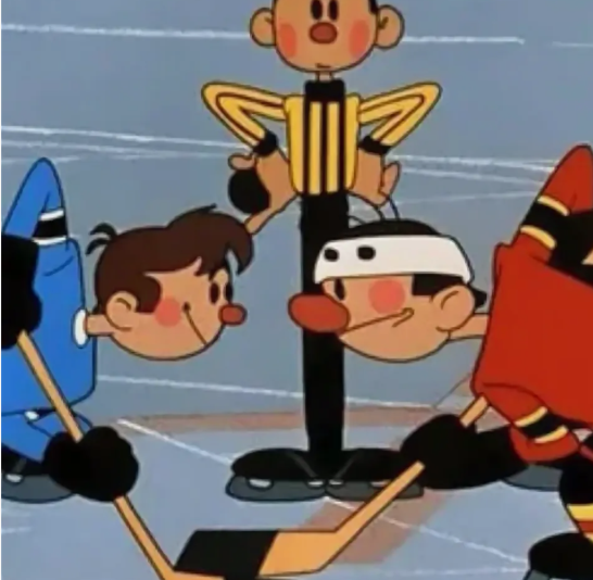 Кадр из мультфильма "Шайбу шайбу" СССР, 1964. 