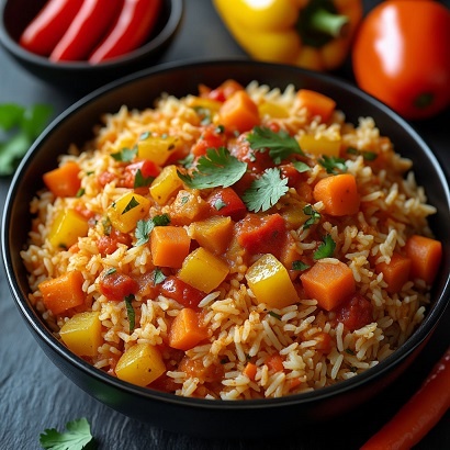 фото рис с овощами и карри