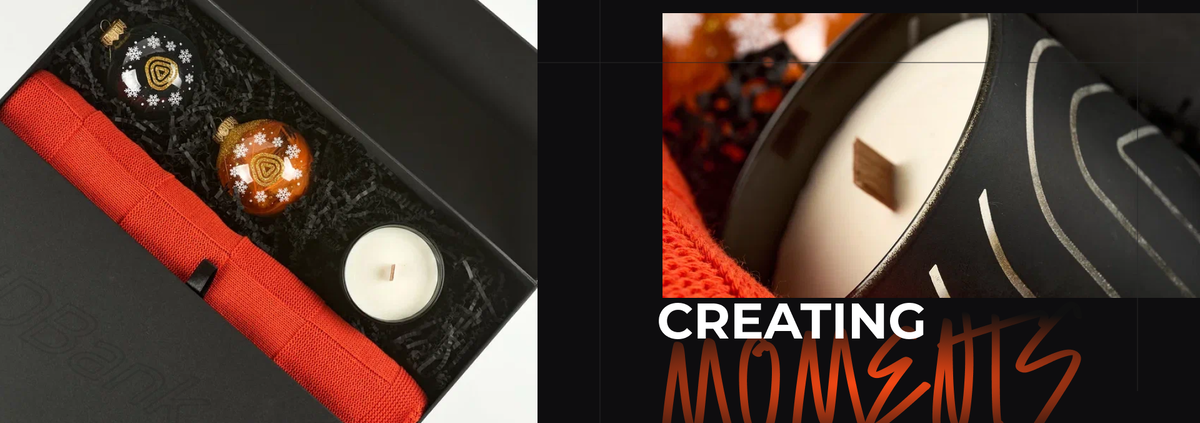 Набор с пледом, свечой, елочными шарами в новогодней стилистике для Бизнес партнеров