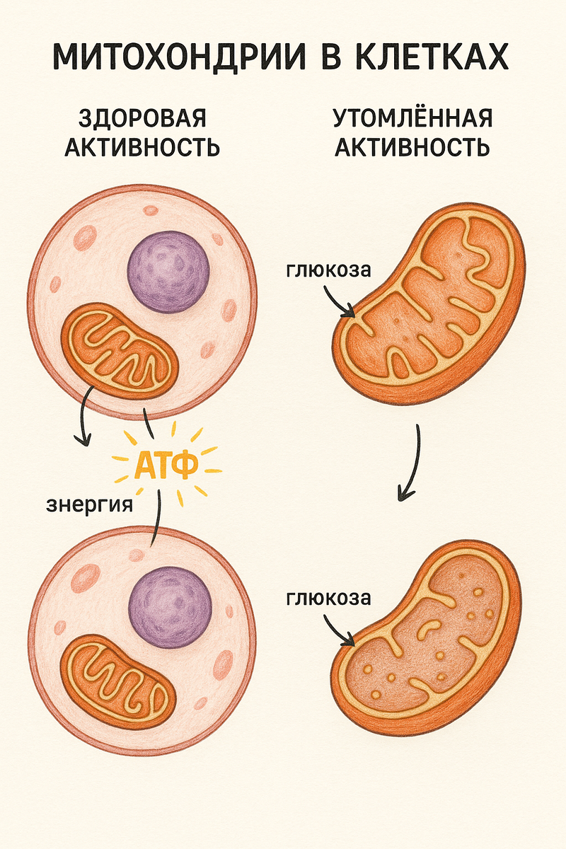 Так выглядит митохондрия — энергостанция клетки. При хронической усталости ее эффективность падает на 60%.