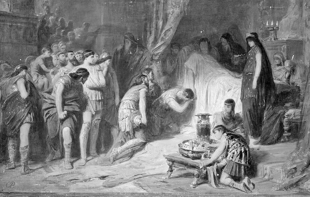 Смерть Александра Великого (Тод Александрс де Гроссен), автор Карл Теодор фон Пилоти, ок. 1885, Новая пинакотека, Мюнхен.