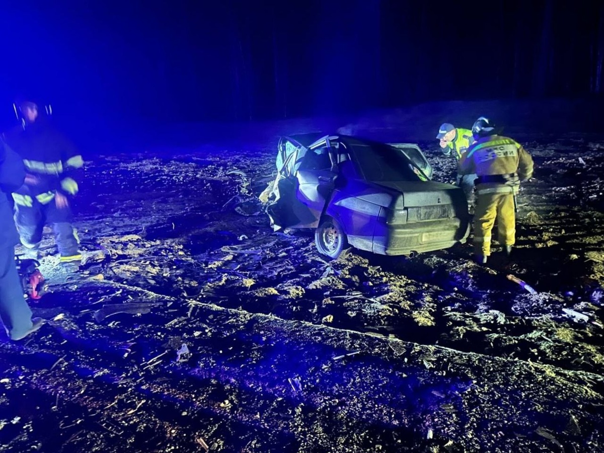    Госавтоинспекторы работают на месте смертельной автомобильной аварии на автодороге «Югра»