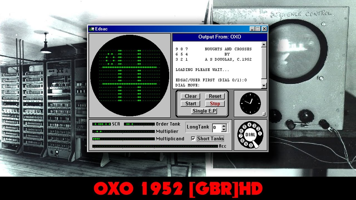 на фото можно увидеть сам компьютер EDSAC и сам геймплей игры