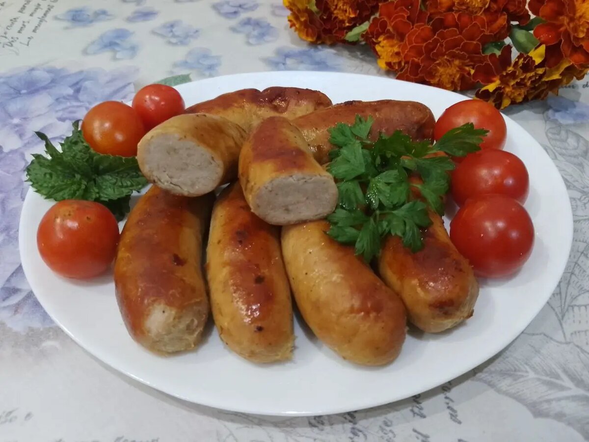 Домашние мясные колбаски, в духовке