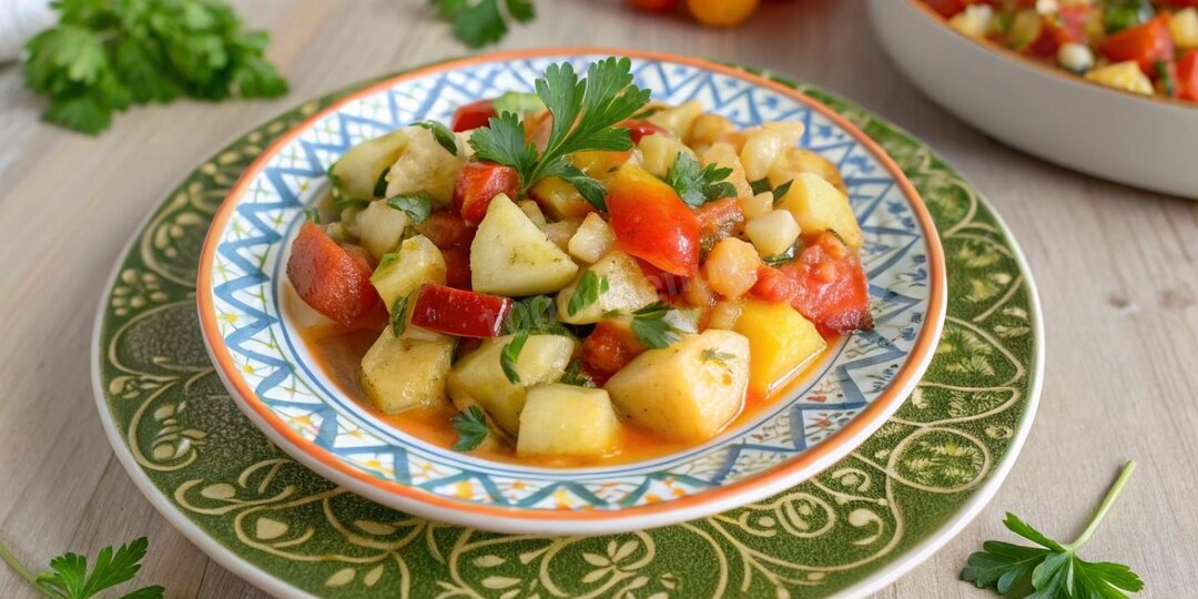 Овощное рагу с кабачками помидорами и картошкой