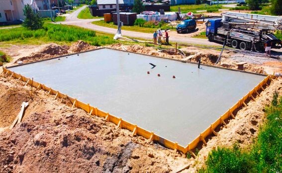 Стандартный плитный фундамент