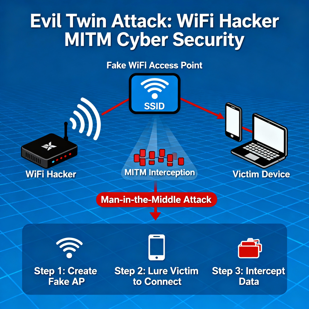 Схема атаки Evil Twin на WiFi сеть