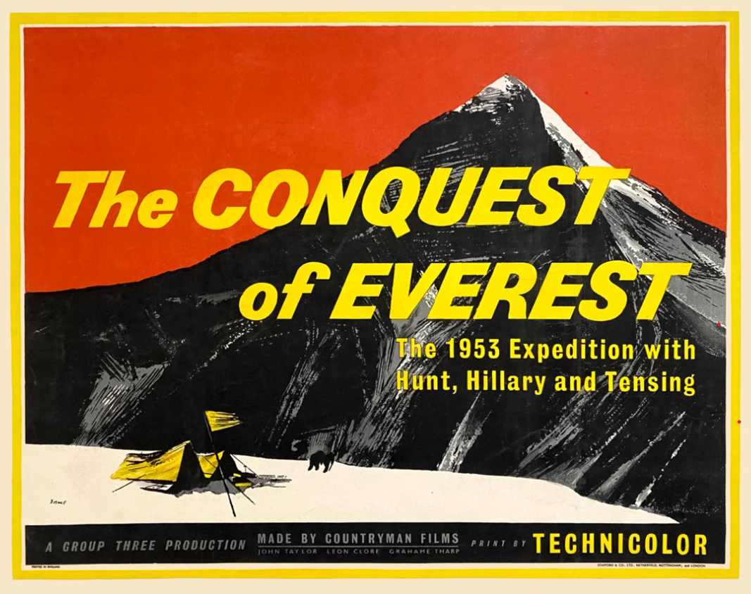 Фильм «Покорение Эвереста» был номинирован на «Оскар» в категории «Лучший документальный фильм» / Постер фильма «Покорение Эвереста» 1953 года, режиссёр Джордж Лоу