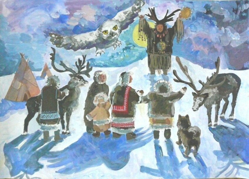 Работа «Полярная сова Лэнкэй», художник Мария К. [art-teachers.ru]