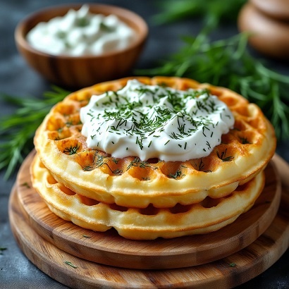 фото творожно-сырных вафель ПП с йогуртом и укропом