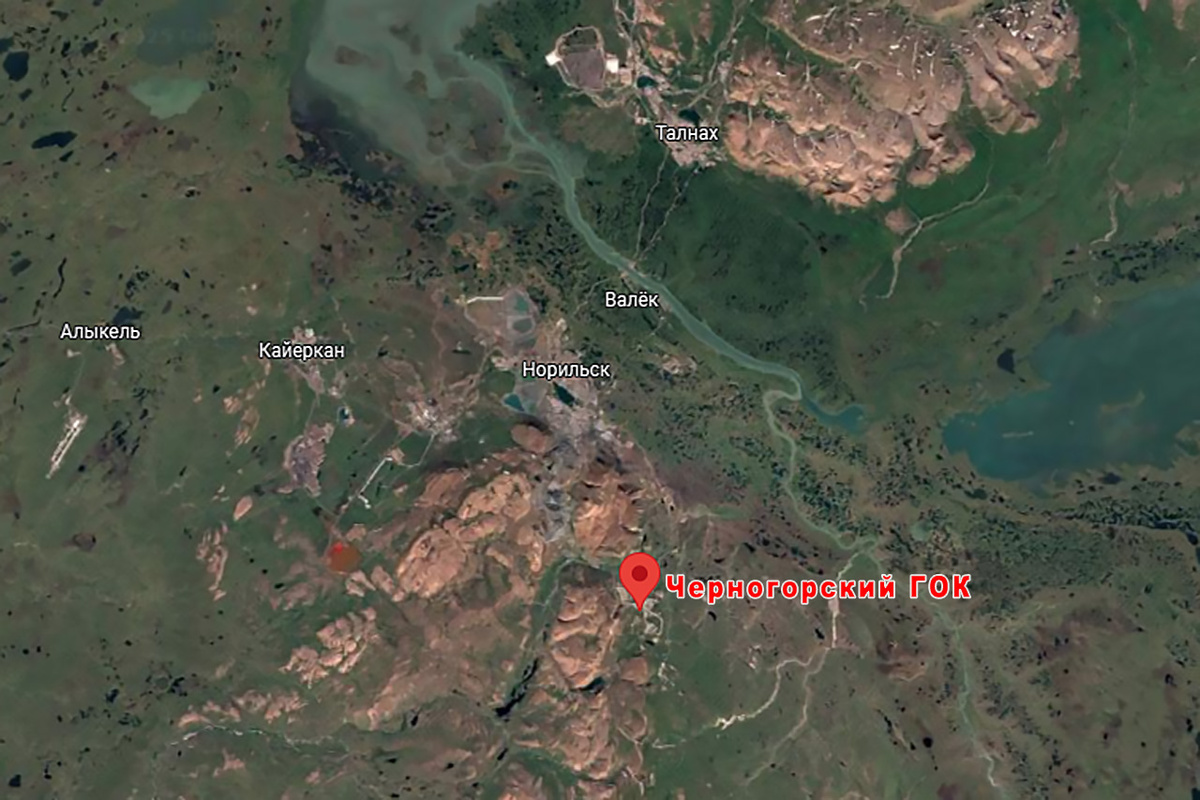     Новый ГОК возводится чуть южнее центральной части Норильска