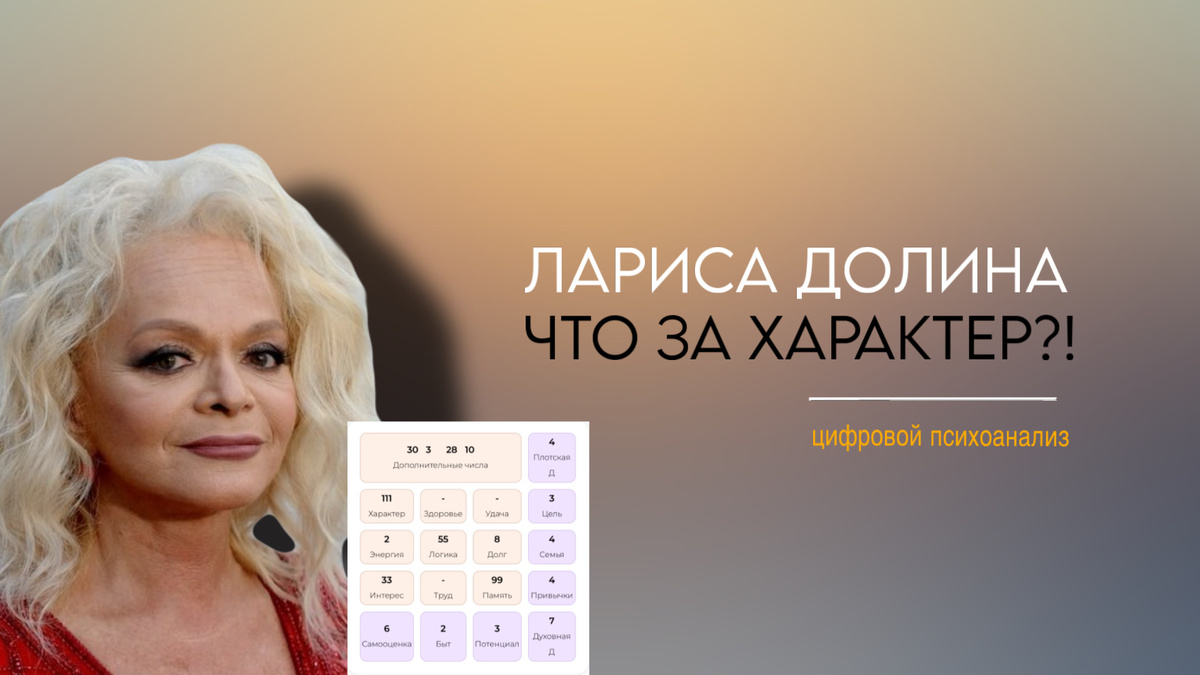 Разбор личности Ларисы Долиной и методом цифрового психоанализа