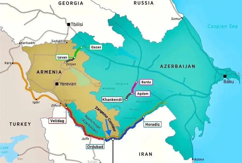 Расширенный Зангезурский железнодорожный коридор и соседние трансрегиональные ж/д артерии